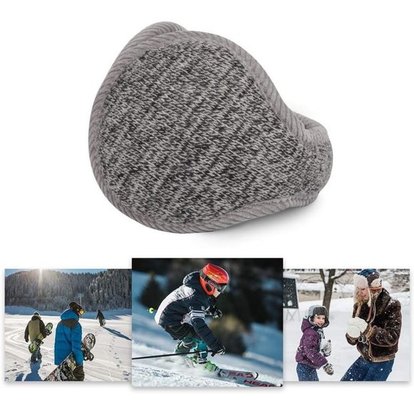 Unisex B-deep Gray Warm Knit Cashmere Adjustable Wrap Outdoor Fur Earwarmer - Picture 7 of 7